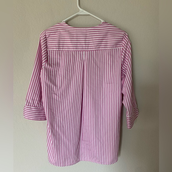 Foxcroft for Appleseed’s Sophia Stretch No Iron Stripe Popover Shirt - Picture 7 of 9
